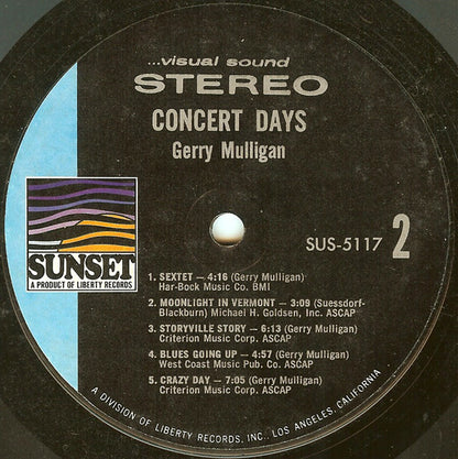 Gerry Mulligan : Concert Days (LP, Comp, Styrene, She)