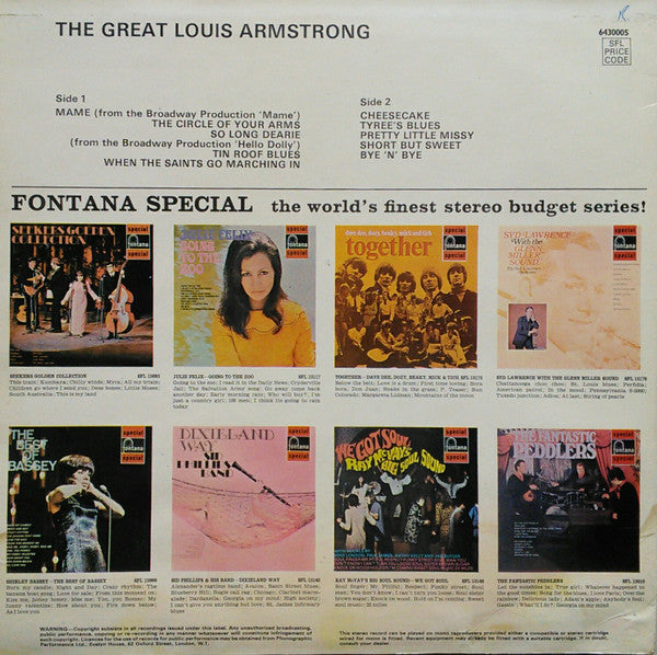 Louis Armstrong : The Great Louis Armstrong (LP)