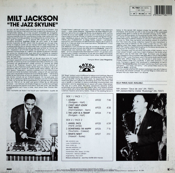 Milt Jackson : The Jazz Skyline (LP, Album, RE)