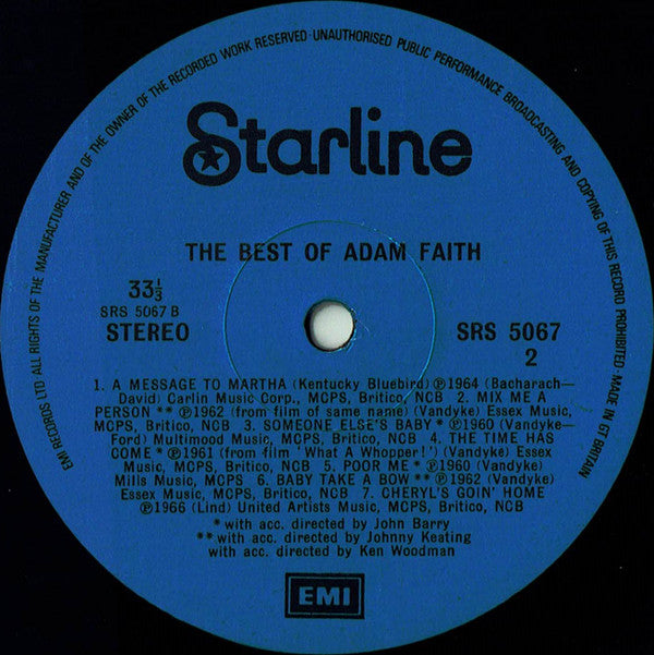 Adam Faith : The Best Of Adam Faith (LP, Comp, RE, RM)