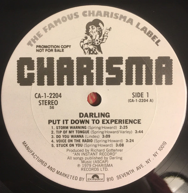 Darling (5) : Put It Down To Experience (LP, Album, Promo)