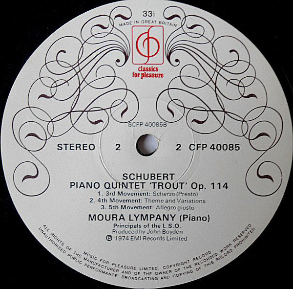 Franz Schubert, Dame Moura Lympany And The London Symphony Orchestra : 'Trout' Quintet (LP, Album)