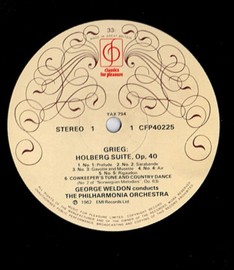 Edvard Grieg, Philharmonia Orchestra, George Weldon : Holberg Suite Etc. (LP, Album, RE)