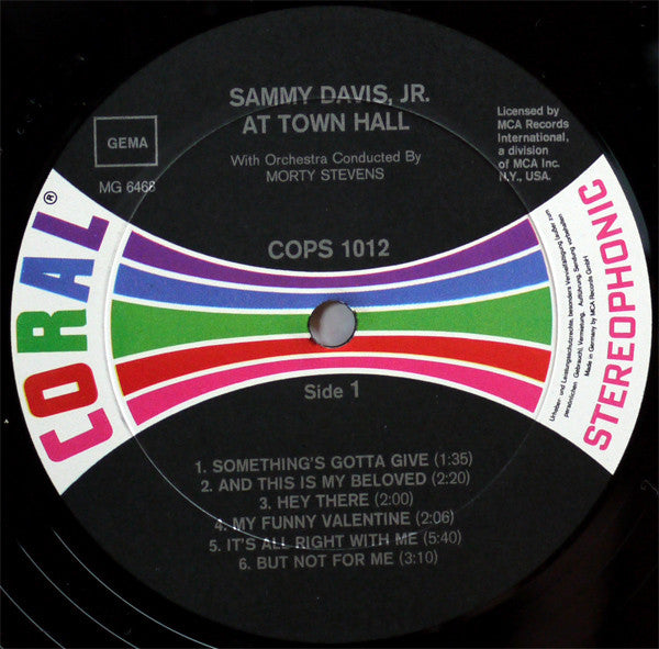 Sammy Davis Jr. : Sammy Davis, Jr. At Town Hall (LP, Album, RE)