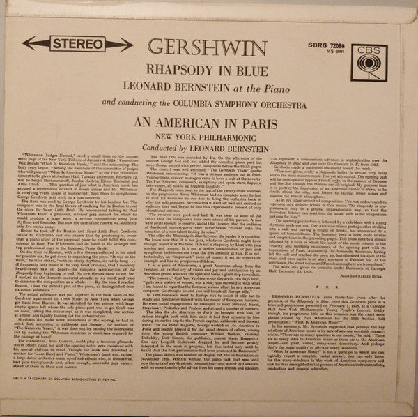 George Gershwin, Leonard Bernstein : Rhapsody In Blue / An American In Paris (LP, RE)