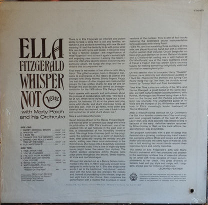 Ella Fitzgerald With Marty Paich Orchestra : Whisper Not (LP, Album, Mono)