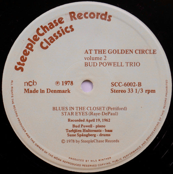 The Bud Powell Trio : At The Golden Circle Volume 2 (LP, Album)