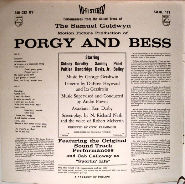 Samuel Goldwyn : Porgy And Bess (LP, Gat)