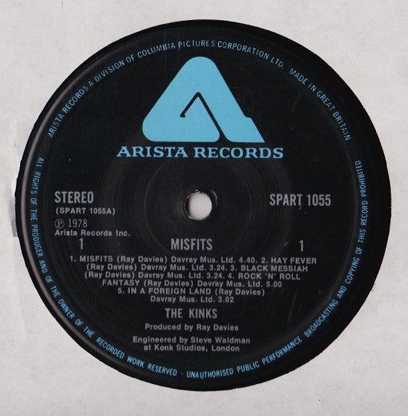 The Kinks : Misfits (LP, Album)