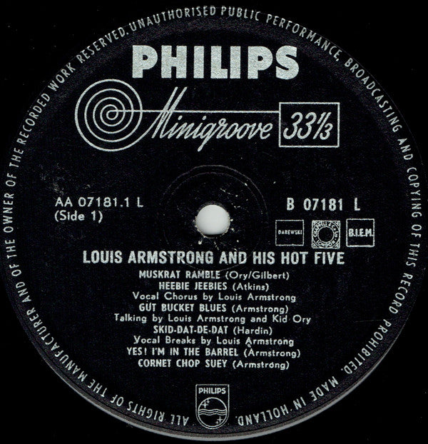 Louis Armstrong & His Hot Five : Louis Armstrong And His Hot Five (LP, Album, Comp, Mono)