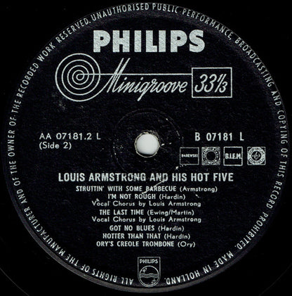 Louis Armstrong & His Hot Five : Louis Armstrong And His Hot Five (LP, Album, Comp, Mono)