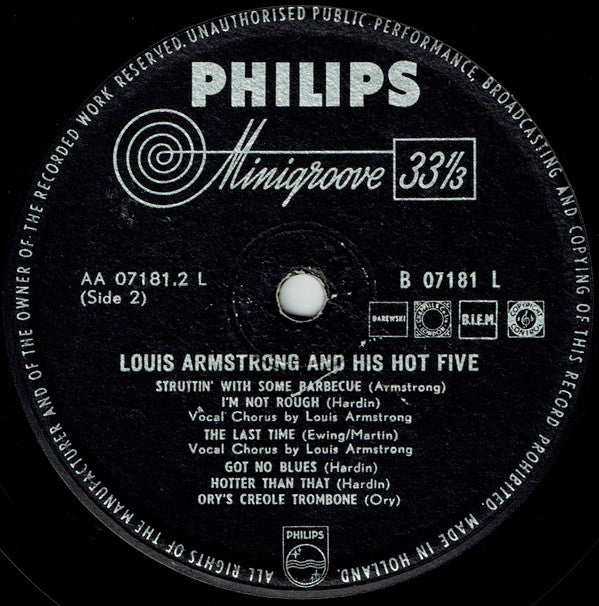 Louis Armstrong & His Hot Five : Louis Armstrong And His Hot Five (LP, Album, Comp, Mono)