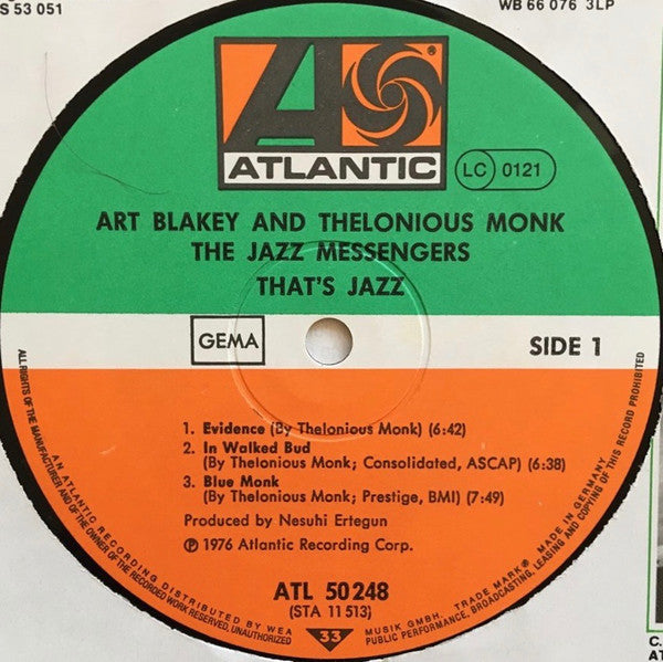 Art Blakey And Thelonious Monk : The Jazz Messengers (LP, Album, RE)