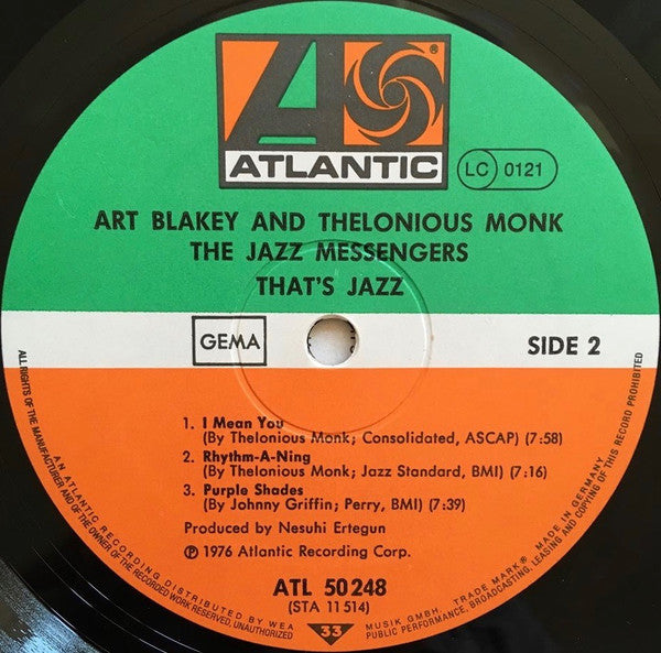 Art Blakey And Thelonious Monk : The Jazz Messengers (LP, Album, RE)