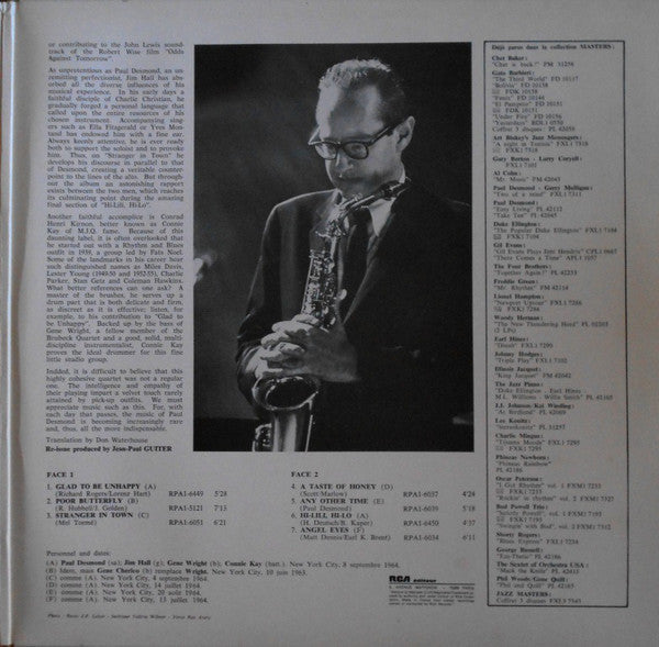 Paul Desmond : Glad To Be Unhappy (LP, RE)