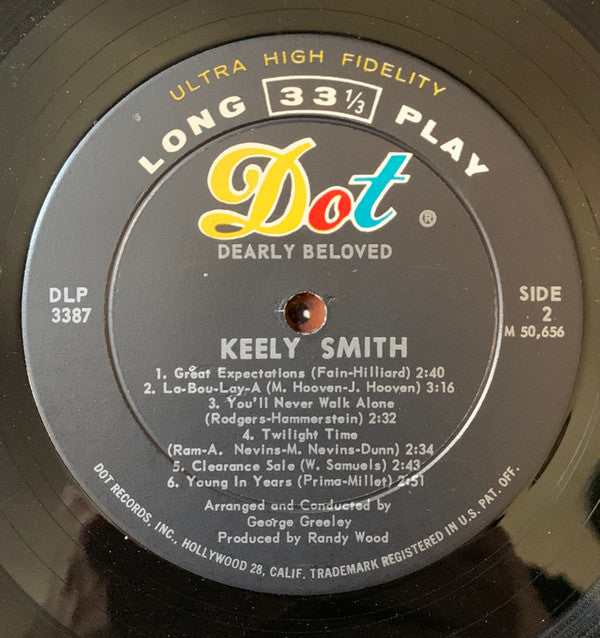 Keely Smith : Dearly Beloved (LP, Album, Mono)