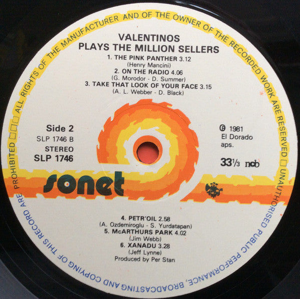 Los Valentinos : Plays The Million $ellers (LP)