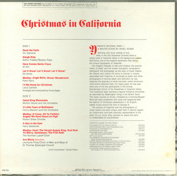 Various : Christmas In California (LP, Album, Comp, Smplr, Hol)