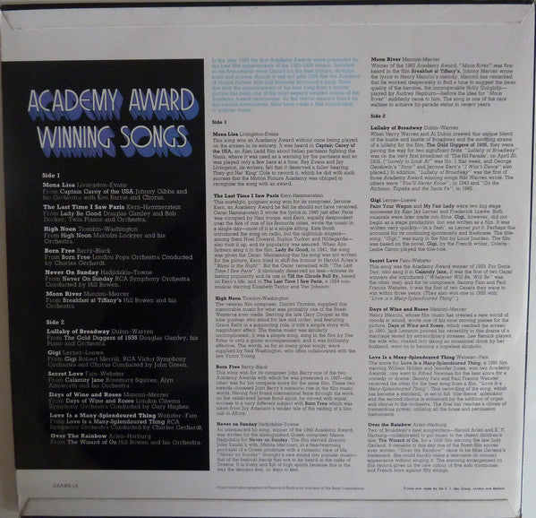 Various : Academy Award Winning Songs (LP, Comp)