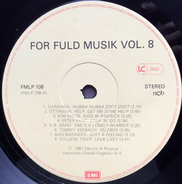 Various : For Fuld Musik 8 (LP, Comp)