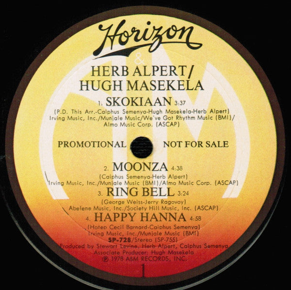 Herb Alpert / Hugh Masekela : Herb Alpert / Hugh Masekela (LP, Album, Promo, Mon)