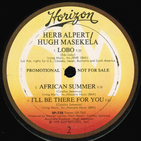 Herb Alpert / Hugh Masekela : Herb Alpert / Hugh Masekela (LP, Album, Promo, Mon)