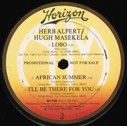 Herb Alpert / Hugh Masekela : Herb Alpert / Hugh Masekela (LP, Album, Promo, Mon)