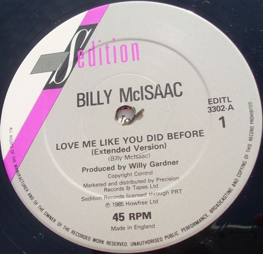 Billy McIsaac : Love Me Like You Did Before (12", Single)