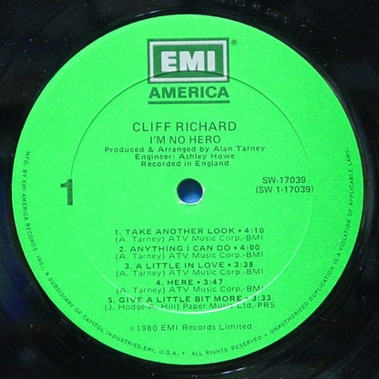 Cliff Richard : I'm No Hero (LP, Album, Gre)