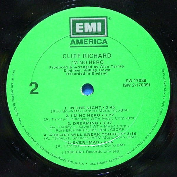 Cliff Richard : I'm No Hero (LP, Album, Gre)