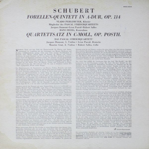 Franz Schubert : Forellen-Quintett, Quartettsatz In C-moll (LP, Mono)