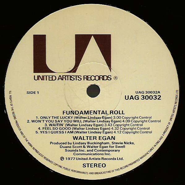 Walter Egan : Fundamental Roll (LP, Album)