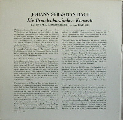 Johann Sebastian Bach – The Boyd Neel Chamber Orchestra , Leitung: Boyd Neel : Brandenburgische Konzerte (Gesamt-Ausgabe) (2xLP, Mono)