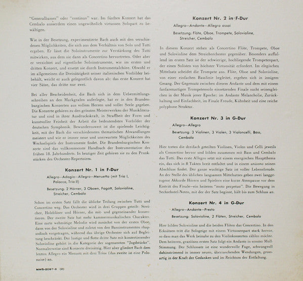 Johann Sebastian Bach – The Boyd Neel Chamber Orchestra , Leitung: Boyd Neel : Brandenburgische Konzerte (Gesamt-Ausgabe) (2xLP, Mono)