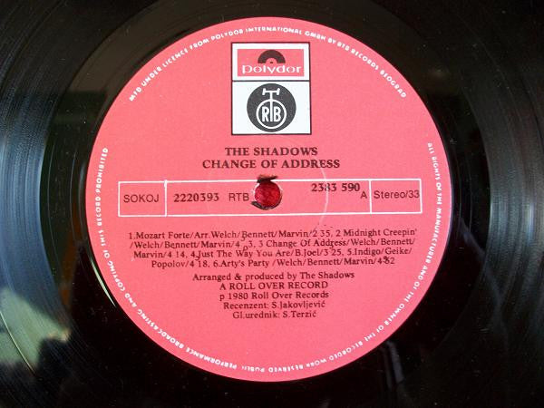 The Shadows : Change Of Address (LP, Album)