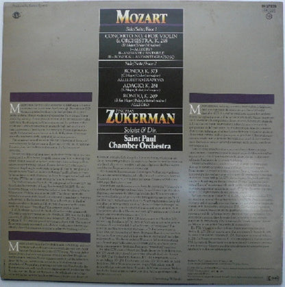 Wolfgang Amadeus Mozart, Pinchas Zukerman, The Saint Paul Chamber Orchestra : Violin Concerto No. 4, K.218 (LP)