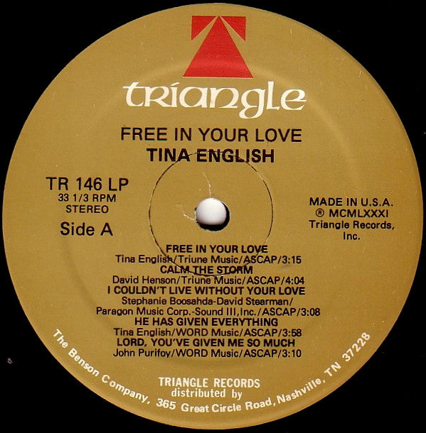 Tina English : Free In Your Love (LP, Album)