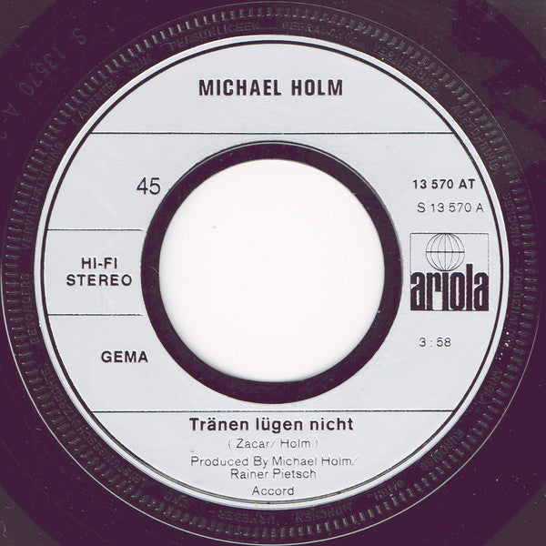 Michael Holm : Tränen Lügen Nicht (7", Single, Inj)