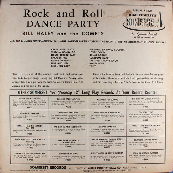 Various : Tonight: Rock And Roll Dance Party (LP, Comp, Mono)