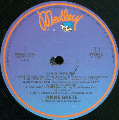 Anne Grete : Hvis Ikke Nu (LP, Album)