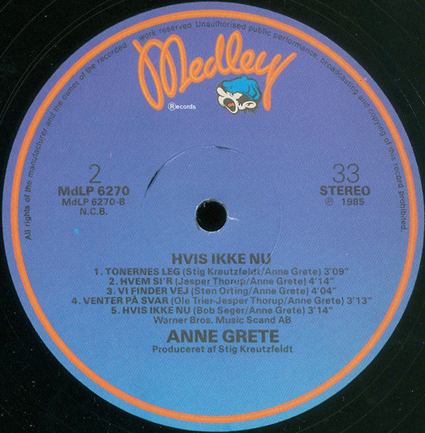 Anne Grete : Hvis Ikke Nu (LP, Album)