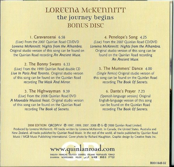 Loreena McKennitt : The Journey Begins (CD, Comp, Enh, RM + CD, Album, Enh, RM + CD, Album)