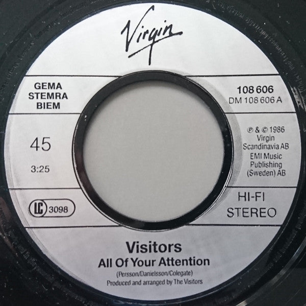 Visitors (4) : All Of Your Attention (7", Single)