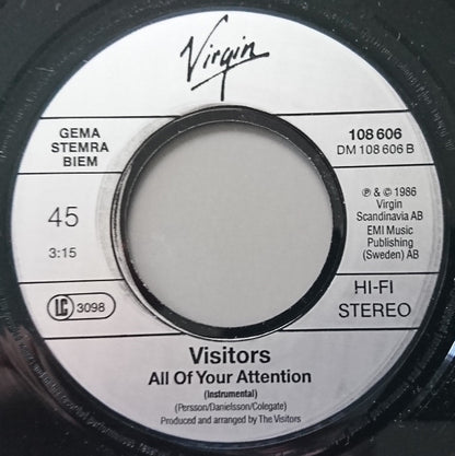 Visitors (4) : All Of Your Attention (7", Single)