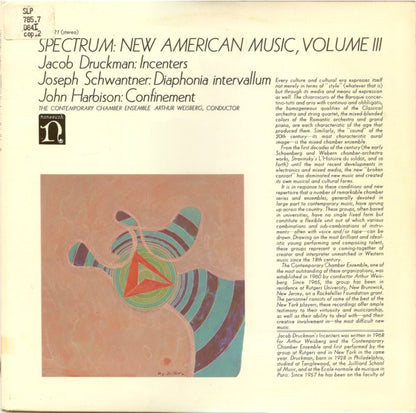 Jacob Druckman / Joseph Schwantner / John Harbison : Spectrum: New American Music Volume III (LP, Album, RE)