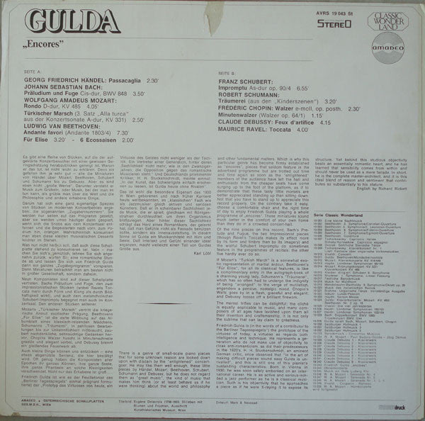 Friedrich Gulda : Encores (LP, RE)