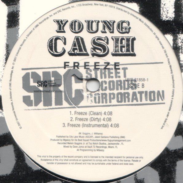 Young Cash : Freeze (12", Single)