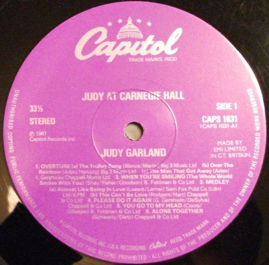 Judy Garland : Judy At Carnegie Hall - Judy In Person (2xLP, Album)