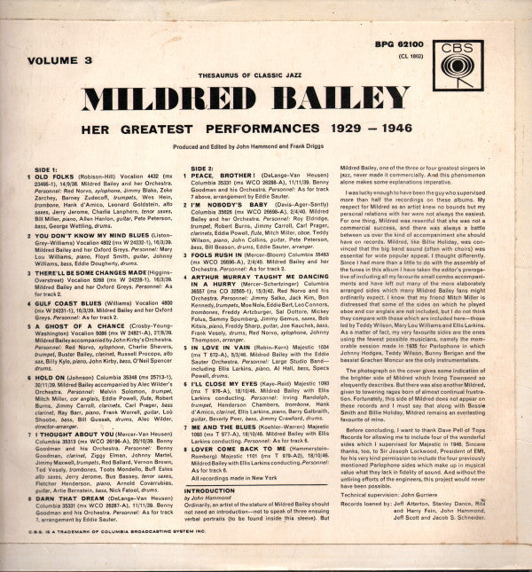 Mildred Bailey : Her Greatest Performances 1929-1946 Volume Three (LP, Comp, Mono)