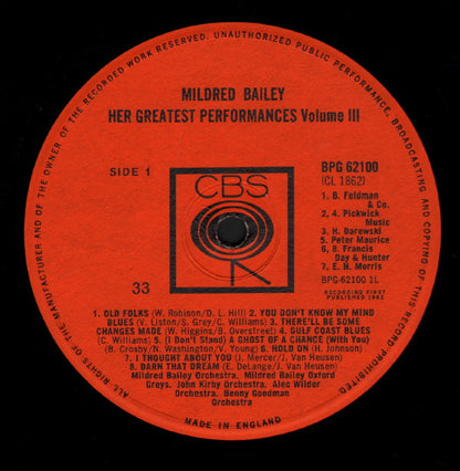 Mildred Bailey : Her Greatest Performances 1929-1946 Volume Three (LP, Comp, Mono)